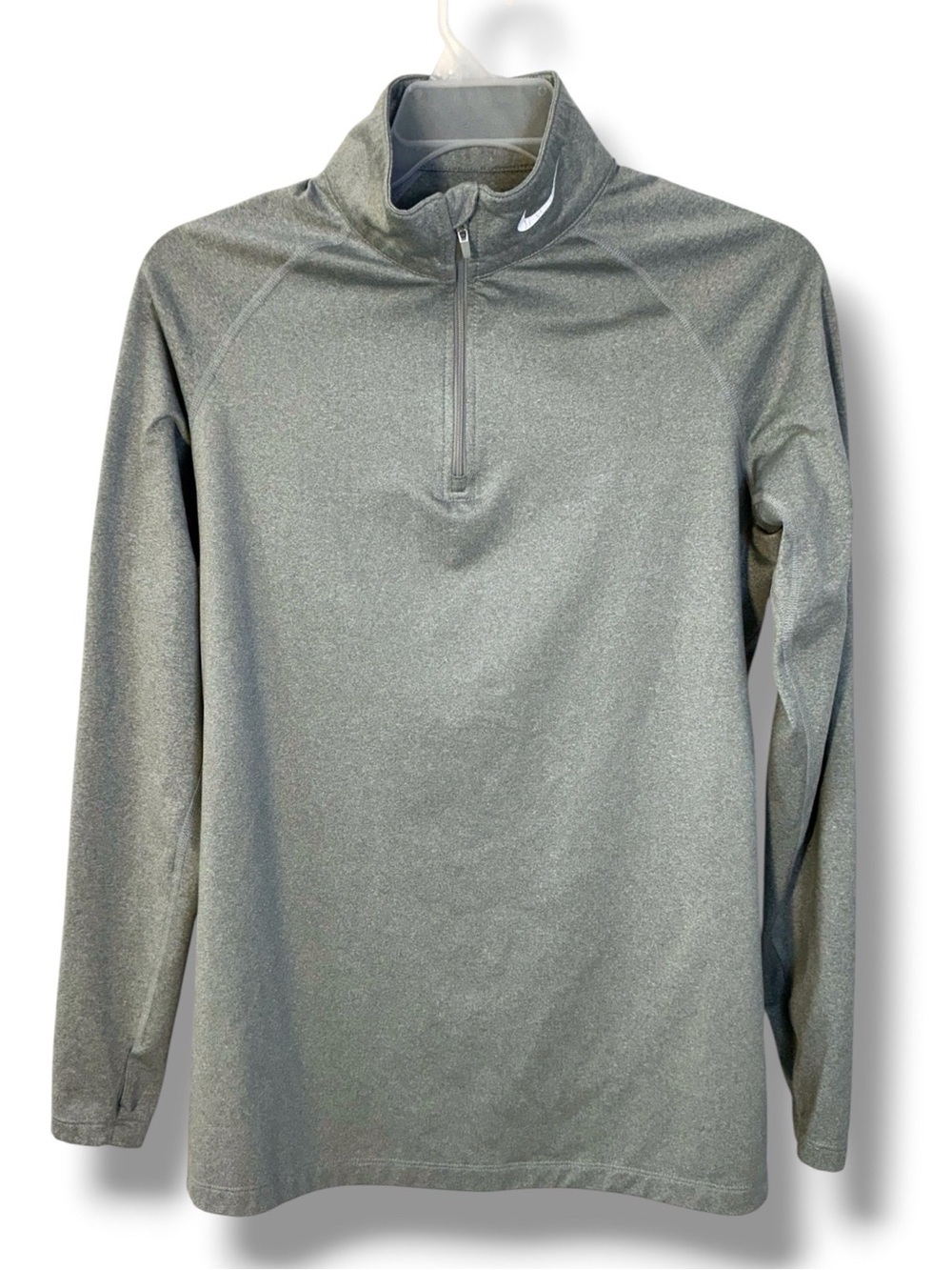 Nike Pro Combat 3/4 Zip Pullover Top Dri Fit Thumb Holes Gray Women Fitted XL